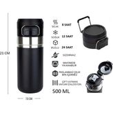 Globox Çelik Termos Matara 500 ml - Siyah - 0,50 lt