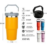 Globox Saplı Çelik Termos Matara 650 ml - Sarı