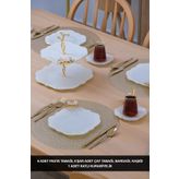 Glore Dolmabahçe Lotus Krem Altın Yaldızlı 6 Kişilik 25 Parça Pasta Takımı