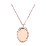 Glorria NP0161 Taşlı Oval Gümüş Kolye