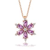 GMS Rose Mor Lotus Çiçeği Kadın Gümüş Kolye