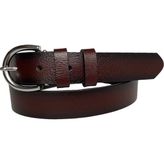 GoDeri 3 cm-120 cm Deri Gümüş Tokalı Bordo Kadın Kemeri