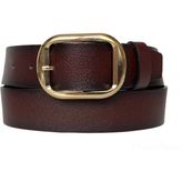Goderi Deri, Gold Tokalı Bordo Kadın Kot Kemeri 4 cm - 95 cm