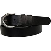 GoDeri Deri Gümüş Tokalı Siyah Kadın Kemeri, 3cm - 95 cm