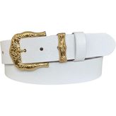 Goderi , Gold Tokalı Beyaz Kadın Kot Kemeri 4 cm - 110 cm