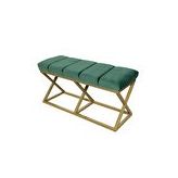 Gold Ayaklı Yeşil Bench Puf