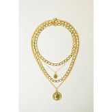 Gold Dörtlü Madalyon Kombin Kolye