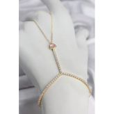 Gold Renk Pirinç Zirkon Taşlı Pembe Kalp Model Şahmeran Tj-Sn771