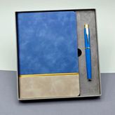 Gold Şeritli Mavi Defter Ve Kalem Seti