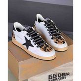 Golden Goose Beyaz Kadın Leopar Detaylı Logolu Bağcıklı Sneaker Spor Ayakkabı - Siyah - Beyaz - Leopar