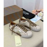 Golden Goose Hakiki Deri Yıldız Logolu Günlük Kadın Sneaker Ayakkabı - Krem/taba - Krem - Taba