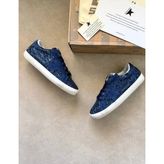 Golden Goose Luxury Simli Yıldız Mavi Kadın Sneaker - 221-MAVİ
