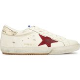 Golden Goose Super-Star Bike With Folded GMF01003.F008137.12378 Krem Bordo Platin Deri Erkek Günlük Ayakkabı