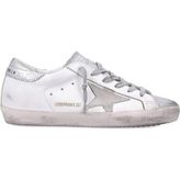 Golden Goose Super-Star GWF00101.F003523.11267 Beyaz Gri Süet Yıldızlı Gümüş Simli Deri Kadın Günlük Ayakkabı