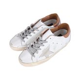 Golden Goose Super-Star GWF00102.F002182.10803 Beyaz Buz Grisi Süet Yıldızlı Açık Kahverengi Deri Kadın Günlük Ayakkabı