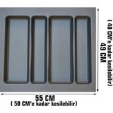 Gör Seç 55x49 Çekmece Içi Gri Kaşıklık Kepçelik Mutfak Çekmece Düzenleyici Organizer (45*40 A KESİLEBİLİR)
