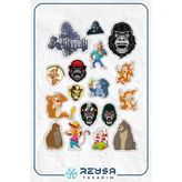 Goril Sticker Set-1 17 Parça Telefon, Tablet, Defter, Laptop Sticker