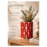 Goshıkı Home Dalgalı Desenli Dekoratif Saksı Vazo Çiçek Vazosu Modern Ev Dekorasyonu Beyaz Kırmızı