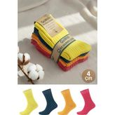 Gowith 4 Çift Kadın Erkek Renkli Bio Naturel %100 Doğal Pamuklu Ribana Örgü Dikişsiz Dört Mevsim Soket Çorap 3014 - 44 - 46 - Çok Renkli-KR2