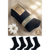 Gowith 4 Çift Kadın Erkek Siyah Bio Naturel %100 Doğal Pamuklu Ribana Örgü Dikişsiz Dört Mevsim Soket Çorap 3012 - 44 - 46