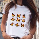 Grafik Bitki Çiçek Tatlı Sevimli Moda Tişört MOD479 - Beyaz - XL