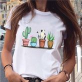 Grafik Bitki Çiçek Tatlı Sevimli Moda Tişört MOD480 - Beyaz