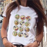 Grafik Bitki Çiçek Tatlı Sevimli Moda Tişört MOD487 - Beyaz