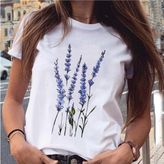 Grafik Bitki Çiçek Tatlı Sevimli Moda Tişört MOD489 - Beyaz