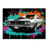 Grafitili Klasik Araba Dekoratif Mdf Tablo 50cmX 70cm