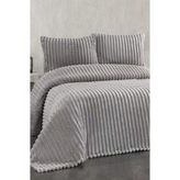 Granada Peluş Çift Kişilik Yatak Örtüsü Gri