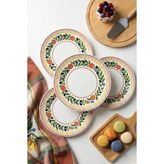 Grandora Retro Zeytin ve Çiçekli (6 Adet, 20 Cm) Pasta, Tatlı Veya Sunum Tabağı - Çok Amaçlı Kahvaltı Tabak