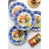 Grandora Vazo ve Renkli Çiçek Desenli (6 Adet, 20 Cm) Pasta, Tatlı, Kahvaltı Tabağı Seti - Pasta Sunum Tabakları