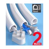GreenTech Esnek Kablo Kanalı Yapışkanlı, Beyaz, 10x10 mm, 2 Metre, GT-KK17 | Vidasız Montaj, Yandan Kablo Girişi, Kesilebilir PVC, Şarj, Ethernet ve TV Kablosu Gizleyici, Duvar ve Zemin