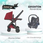 Greentom Reversible Çift Yönlü Bebek Arabası | Siyah Şasi Travel Sistem - Çilek