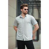 Gri Basic Kısa Kollu Erkek Gömlek E6760 - 2XL