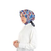 Gri Çiçek Desen Vual İpek Eşarp
