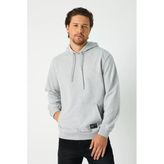Gri Erkek Kapüşonlu Kanguru Cepli Sweatshirt