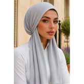 Gri Hazır Kelebek Bone Şal