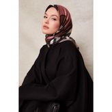 Gri Kalın Çizgili Twill İpek Eşarp