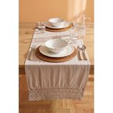 Gri Lacy Pamuklu Dantelli Runner 40X150 Cm