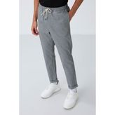 Gri Melanj Yüzeyi Dokulu Standart Fit Erkek Eşofman Alt - 82154 - XL - Gb Melanj
