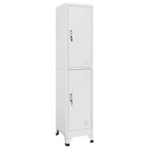 Gri metal dolap, 38 x 45 x 180 cm, asma çubuklu kilitlenebilir çelik depolama, ofis, spor salonu, ev, garaj için ideal - 2 bölmeli dayanıklı ve güvenli düzenleyici