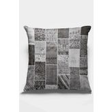 Gri Patchwork Çift Taraflı Yastık Kırlent Kılıfı KRL292