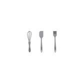 Gri Renkli Orta Boy 3lü Silikon Spatula,fırça Ve Çırpıcı Seti