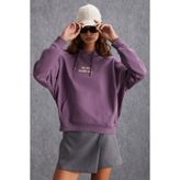 GRIMELANGE JOYNER Kadın Nakış Detaylı Mor Sweatshirt