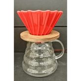 Grossberg Coffee Ahşap Stantlı V60 Dripper Brosilikat Kahve Sürahisi Set