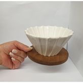 Grossberg Coffee Ahşap Stantlı V60 Dripper Mavi - Beyaz