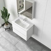 Gtm Banyo Alba Soft Ayna Dolapli Çekmeceli Banyo Dolabi Seti Beyaz 80 Cm
