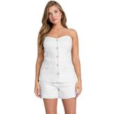 Guess Isabeau Kadın Keten Karışımlı Büstiyer W5GH0LWH5L2, Beyaz, XS