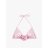 Gül Aplike Detaylı Üçgen Bikini Üstü